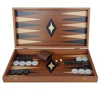 Manopoulos Mahogany Wood Backgammon Set - Handmade in Greece