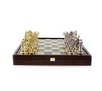 MANOPOULOS Set Scacchi Metallo Arcieri Oro Argento 44cm Scacchiera Con Box