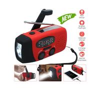 Manovella Dynamo Wind Up Solar Portable AM FM Radio USB Charger Light Torch Rosso
