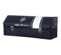 MANQII Auto Organizer Bagagliaio per Alfa Romeo 156 1997-2007, Pelle Borse per Baule Scatola di Immagazzinaggio con Coperchio Pieghevole Stoccaggio Accessori,A/Black-L(75X31X29CM)