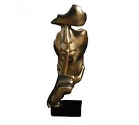 MANQILE 28,5 cm Resina Il Silenzio è Statua d'oro Maschera Astratta Statuette Europa Maschera Scultura Figurine per Ufficio Decorazioni per la casa Vintage
