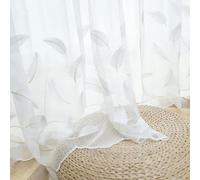MANQILE Tende di Piume Bianche Ricamate per Camera da Letto e Soggiorno - Tulle Trasparente per Finestra del Balcone