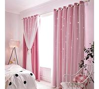 MANQILE Tende oscuranti a Doppio Strato a Stella Cava per Camera da Letto Tende da Finestra Rosa Trasparenti per trattamenti di Finestra del Soggiorno