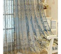 MANQILE Tende per Soggiorno Tulle di Lusso Tessuto in Voile Velato Sofisticatezza con Fondo in Pizzo Dorato