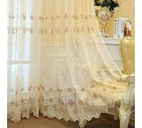 MANQILE Tende per Soggiorno Tulle di Lusso Tessuto in Voile Velato Sofisticatezza con Fondo in Pizzo Dorato