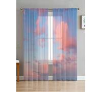 MANQILE Tende Trasparenti Camera da Letto Soggiorno Finestra Tenda in Voile Cucina Tende in Tulle 135W x 160H(cm) Bianche nel Cielo Blu