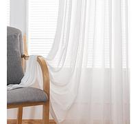 MANQILE Tende Trasparenti in Tulle di Chiffon Bianco Solido per Soggiorno Camera da Letto Tende in Organza di Tulle per Feste di Matrimonio Moderne