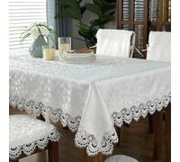MANQILE Tovaglia Ricamata in Raso Jacquard per Tavolo da Pranzo, tovaglia, Fiore, Pizzo, Armadio