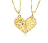 Manqyi 2 Pezzi BFF Collana Amicizia per 2, Collana Amicizia Stelle Sole Luna, Catena Donna per Ragazze Adolescenti, Coppia Di Amici, Gioielli per Sorelle, Regalo Bff, Natale, Festa, Compleanno(Oro)