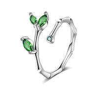 Manqyi Anello Design a Foglia, Anello in Argento 925 Forma di Ramo Verde, Anello Dell'Albero Della Vita, Anello Da Donna Anello Albero Della, Regalo per Ragazze(Viene Fornito Con Scatola Di Prua)