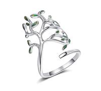 Manqyi Anello in Argento 925 Forma di Ramo Verde, Anello Dell'Albero Della Vita, Anello Da Donna Anello Albero Della, Anello Design a Foglia, Regalo per Ragazze(Viene Fornito Con Scatola Di Prua)