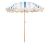 Mansader Ombrellone da spiaggia bohémien con frangia, UPF 50+, con nappa, con borsa per il trasporto, ombrello pieghevole da patio con asta in legno di alta qualità, per esterni, giardino, prato,