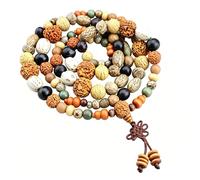 Mansiyuyee 108 perline Mala collana per meditazione composta da 18 tipi di semi di Bodhi buddista preghiera braccialetto Mala