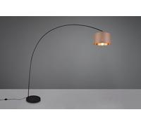 MANSUR PIANTANA METALLO NERO AD ARCO CON PARALUME TORTORA ED ORO H. 200CM 1 LUCE ATTACCO E27