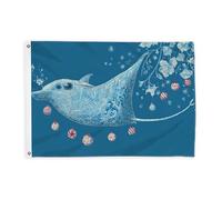 Manta Ray Bandiere per esterni, ornamento invernale fantasioso fiore inverno blu bandiere decorative banner esterno resistente allo sbiadimento decorazione per giardino, ingresso, casa, patio