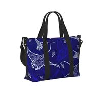 Manta Ray e Fish Print Borsa a mano da viaggio leggera pieghevole per viaggi di fine settimana vacanze in aereo