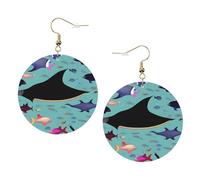 Manta Ray e pesce orecchini in pelle alla moda per le donne pendenti 1 paio di orecchini piercing leggeri stampati gioielli regali per donne ragazze