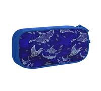 Manta Ray e pesce stampa matita sacchetto stoccaggio cosmetici strumenti artistici forniture studenti insegnanti uso versatile, Blu, Taglia unica, Set di zaini per la scuola