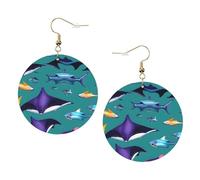 Manta Ray E Pesci Orecchini In Pelle Alla Moda Per Le Donne Penzolare 1 Paio Leggero Stampato Piercing Orecchini Gioielli Regali Per Donne Ragazze
