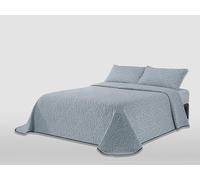 Mantas Mora - Copriletto jacquard in cotone riciclato combinato naturale sensazione leggera e traspirante design N17, 235 x 270 cm, blu