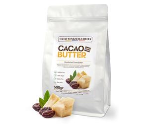Manteca De Cacao 100% - Tipo Desodorizada - Uso alimentario y cosmética - Bolsa 500g - Calidad Extra - Cacao Venezuela Delta
