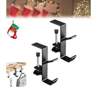 Mantel hanger for garland,garland hangers for mantle,2 in 1 garland and stocking hanger,No Drill Garland Fireplace Stocking Hanger,with 2 Hooks,for Home Christmas Decoration(Black)