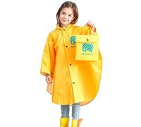 Mantella Antipioggia Bambino Poncho Antipioggia Bambina Impermeabile Bambino Mantellina Pioggia Bambina Pieghevole con Borsa, Giallo L/105-120cm