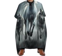 Mantella Barbiere Black and White Running Wild Horse Wolves, Professionale Mantelle per Parrucchieres poliestere Mantella Taglio Capelli per Uomini Parrucchieres 140X168cm