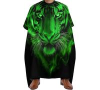 Mantella Barbiere Cool Tiger Head Green Fire Art, Unisex Grembiule da Salone Antistatico Mantella da Barbiere per Styling Adulti 140X168cm