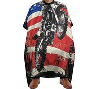 Mantella Barbiere Dirt Bike Motocross American Flag, leggera Haircut Grembiule Regolabile Mantello da Barbiere per Donne Barbieri 140X168cm