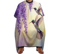 Mantella Barbiere Purple Flowers and Hummingbirds Art, Regolabile Haircut Grembiule poliestere Mantella Parrucchiere per Styling Adulti 140X168cm
