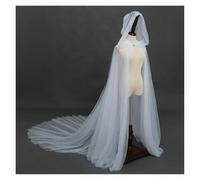 Mantella con cappuccio da donna, elegante, lunga, vintage, tinta unita, trasparente, chic, nera, rossa e bianca, for Halloween, giochi di ruolo da sposa(O 15A)