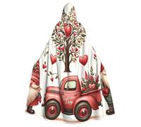 Mantella con cappuccio da strega per adulti, per San Valentino, gnomi, camion, albero, costume di Halloween