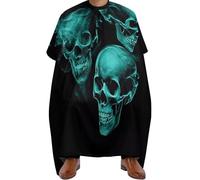 Mantella da Barbiere Teal Green Cool Skull Head Black, Regolabile Mantelle per Parrucchieres Fashion Mantella Parrucchiere per Acconciatura Barbieri 140X168cm