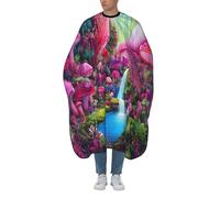 Mantella da parrucchiere professionale a copertura totale per taglio da salone, grembiule da salone di tintura, mantello da taglio per capelli con motivo a fungo magico, mondo luminoso, per taglio e a