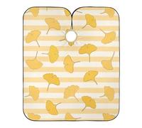 Mantella da taglio per capelli con foglia di ginkgo biloba a righe bianche gialle con chiusura a scatto regolabile, mantelle per capelli freddi per adulti capa para barbero 165,1 x 139,7 cm