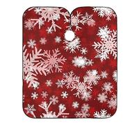 Mantella da taglio professionale per capelli rossa con neve natalizia, mantello da parrucchiere lavabile, 165 x 140 cm, Rosso Natale Neve, taglia unica