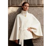 Mantella Donna Beige Con Cintura E Collo Alto Linea Ampia Elegante CF64830