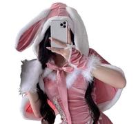 Mantella Donna Costume Babbo Natale Cosplay Hostess Christmas Rabbit Cape HOS090
