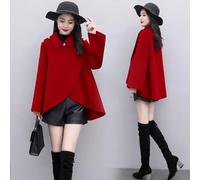 Mantella Donna Rossa Elegante A Portafoglio Bottoni Spalla Stile Cappa CF61413