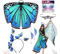 Mantella Farfalla, Ali Farfalla Costume, Farfalla Mantello Ali Costume con Maschera, Ali Farfalla Costume Scialle Farfalla per Donna in Poliestere per Festa Carnevale Cosplay Costume da Ballo