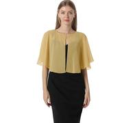 Mantella in chiffon, mantelle morbide, scialli e stole per abito da sera, mantella da sposa, accessori scialle anni '20 per donna, Oro, taglia unica