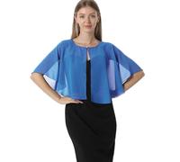 Mantella in chiffon, mantelle morbide, scialli e stole per abito da sera, mantella da sposa, accessori scialle anni '20 per donna, Blu, taglia unica