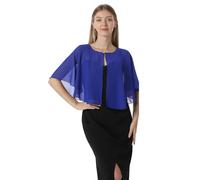 Mantella in chiffon, mantelle morbide, scialli e stole per abito da sera, mantella da sposa, accessori scialle anni '20 per donna, Blu reale, taglia unica