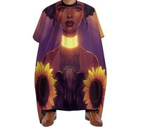 Mantella Parrucchiere African American Black Woman Girl Painting Sunflower, Impermeabile Mantelle per Parrucchieres Regolabile Mantella Taglio Capelli per Styling Parrucchieres 140X168cm