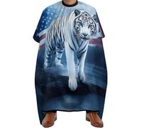 Mantella Parrucchiere American Flag White Tiger Moon Patriotic Art Print, Unisex Mantelle per Parrucchieres poliestere Mantella Taglio Capelli per Parrucchieres Donne 140X168cm