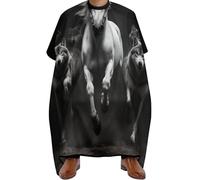 Mantella Parrucchiere Black and White Running Wild Horse Wolves, Impermeabile Grembiule da Salone Fashion Mantella Taglio Capelli per Styling Parrucchieres 140X168cm