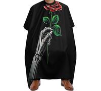 Mantella Parrucchiere Black Goth Skull Skeleton Hand Holding Red Rose, Professionale Grembiule da Barbieres Unisex Mantella da Barbiere per Styling Adulti 140X168cm