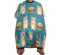 Mantella Parrucchiere Cat Love Eating Hamburger Grembiule Da Parrucchiere Unisex Mantelle Per Parrucchiere Regolabile Mantello Da Barbiere Per Capelli Che Muoiono Hair Styling 140x168cm