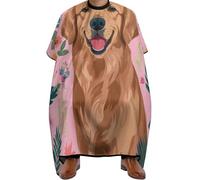 Mantella Parrucchiere Cute Golden Retriever Dog Pink, poliestere Grembiule da Salone leggera Mantella Taglio Capelli per Uomini Parrucchieres 140X168cm